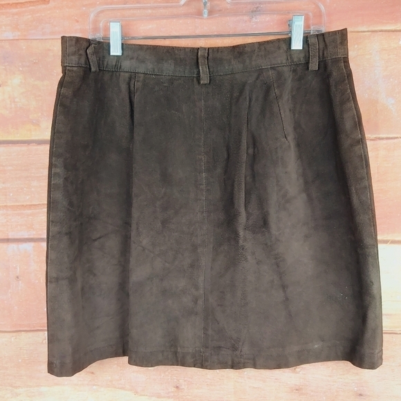VINTAGE AILES DE LA MODE suede leather skirt size 15/16 Made in Canada - Picture 4 of 11
